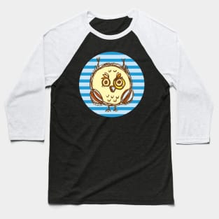 Hand Drawn Owl (Blue) Baseball T-Shirt